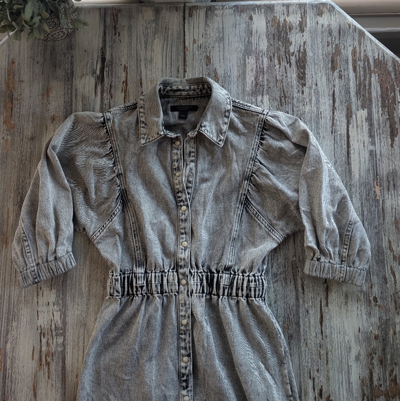 All Saints Osa Denim Midi Dress Gray Women's 4 - Picture 4 of 6
